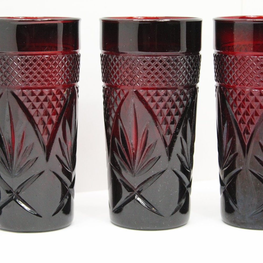 Vintage Crystal D'Arques Ruby Red Tumblers Set of 5